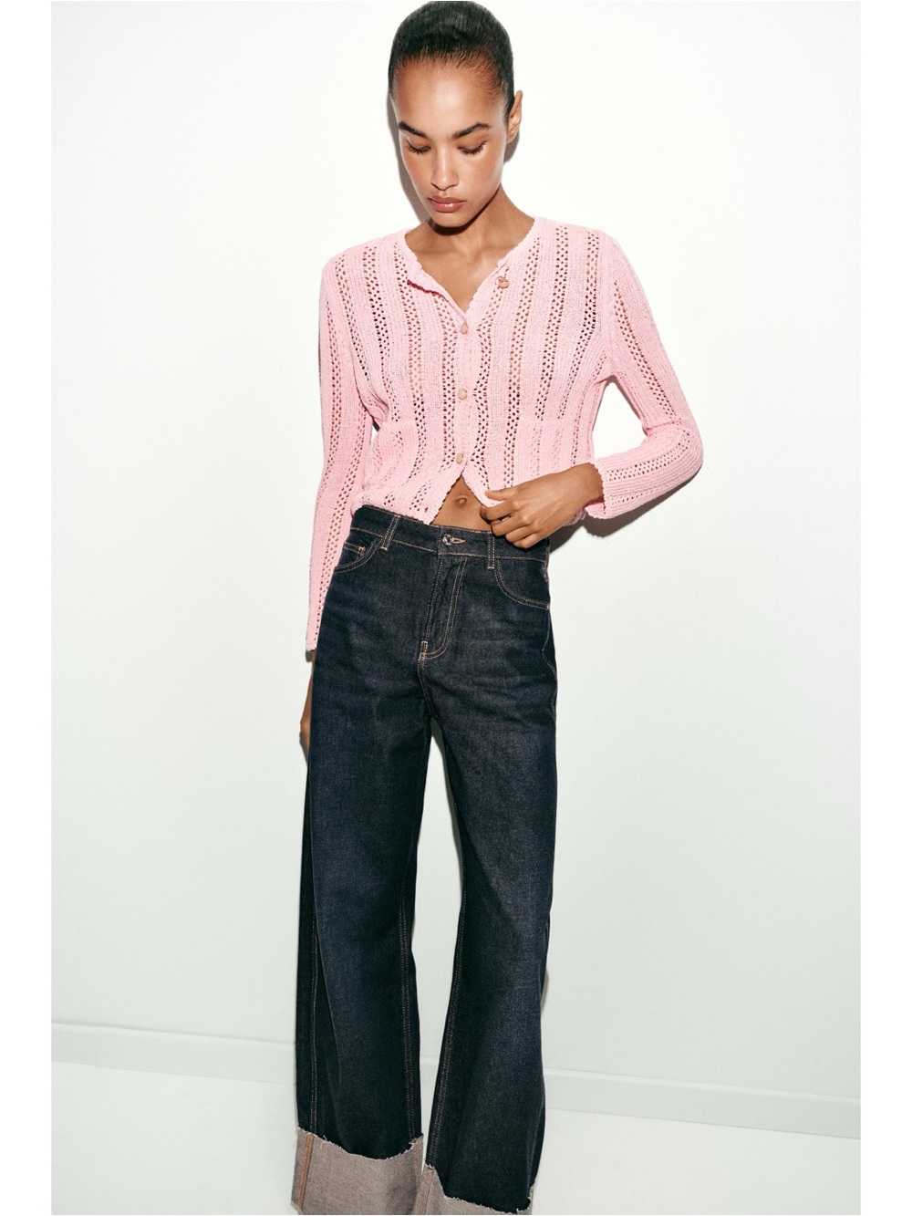 Zara Pointelle Knit Cardigan